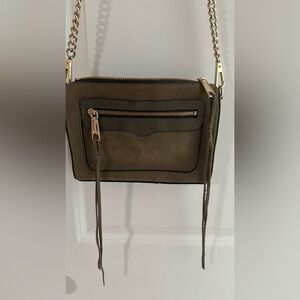 Rebecca Minkoff Khaki Crossbody Bag with Gold Zippers